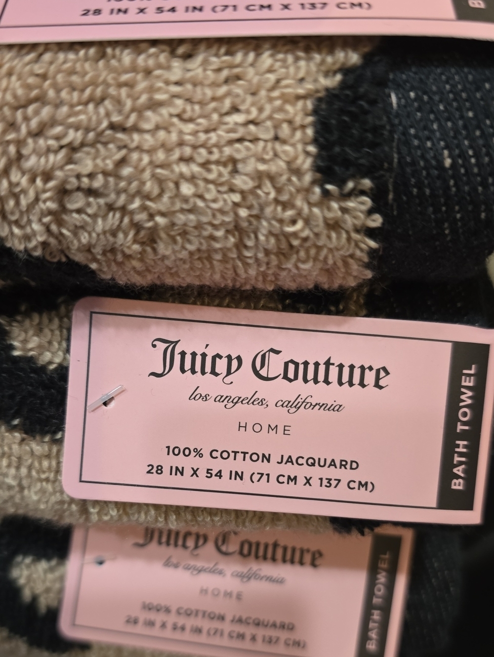 Juicy Couture Home Leopard Logo Print Plush Oversized Bath & Hand Towel Set - Picture 8 of 10